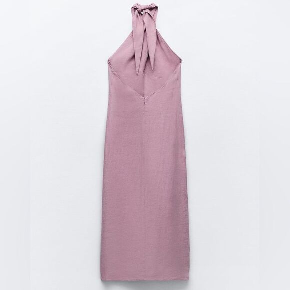 ZARA 100% LINEN HALTER DRESS - Picture 5 of 12